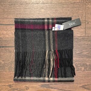 NWT UGG Cashmere Black and Red Plaid Scarf